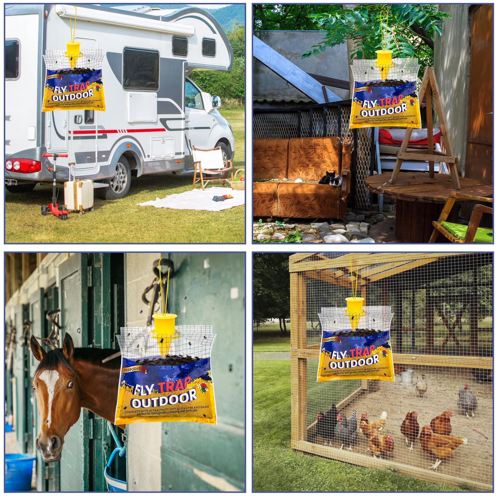 Glovv disposable fly traps are designed for outdoor use and easy disposal.