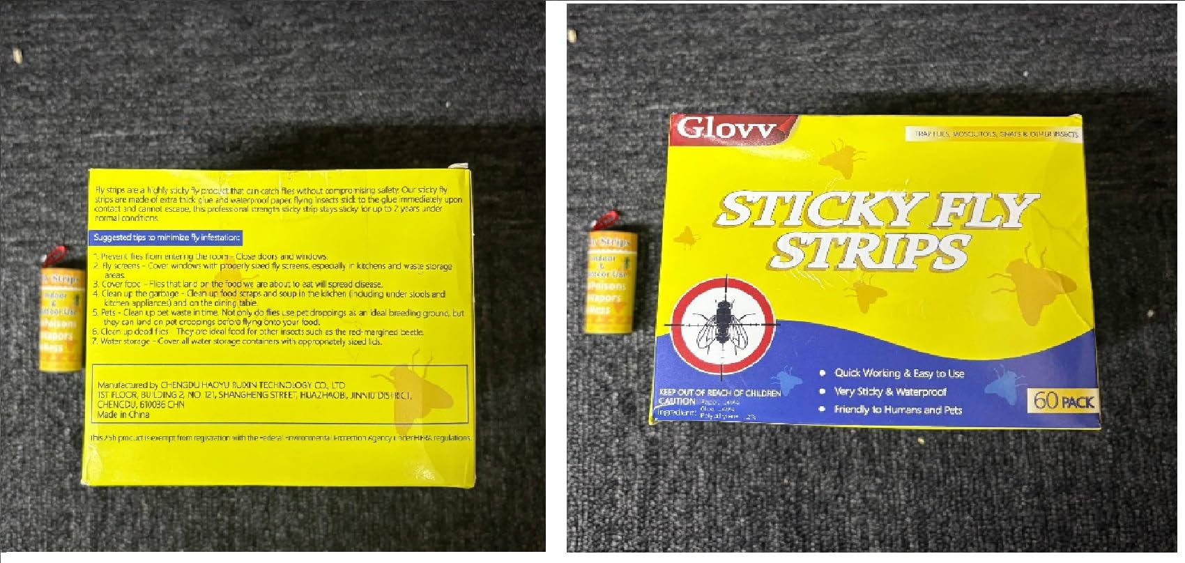 Glovv fly strips 60-pack bulk for multi-room coverage.
