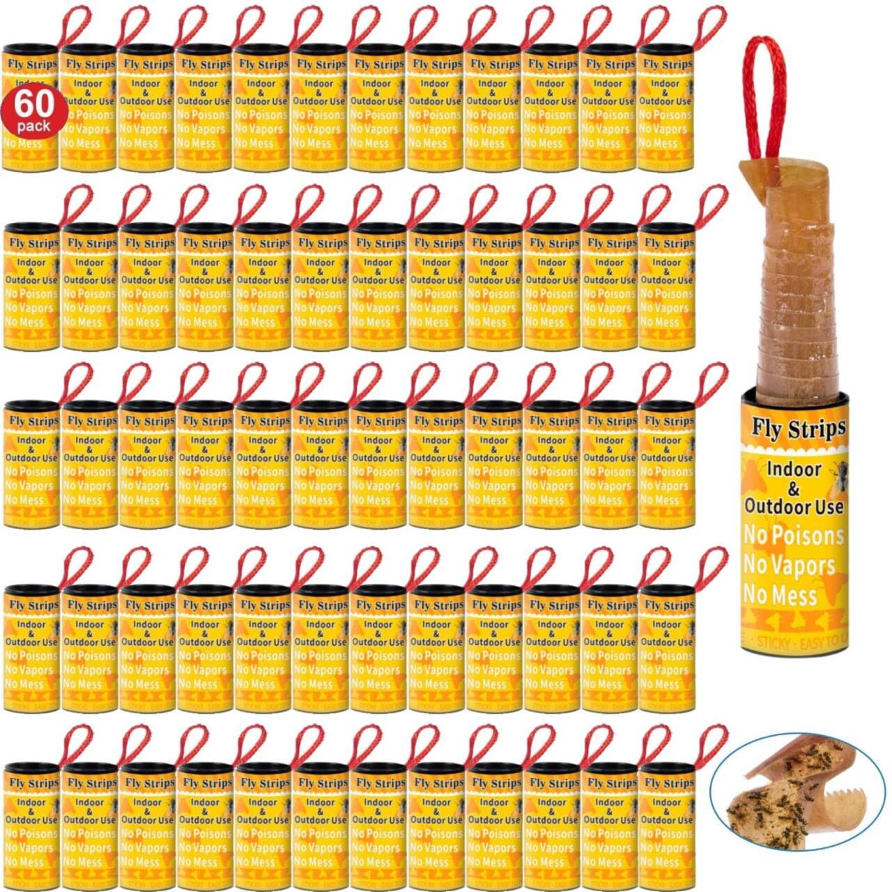 Glovv fly strips indoor packaging for 60-pack convenience.