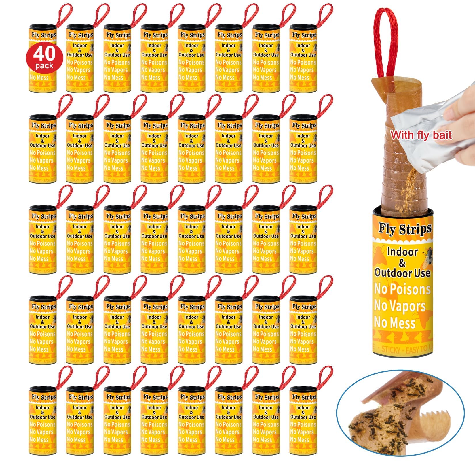 Glovv Fly Strips indoor trap hanging show strong adhesive capture for kitchens.