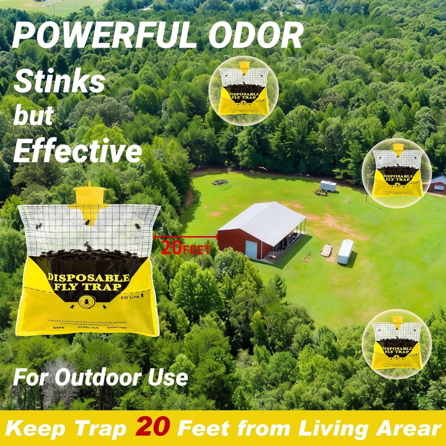 Disposal bag and hanging rope ready for quick setup on a fence.