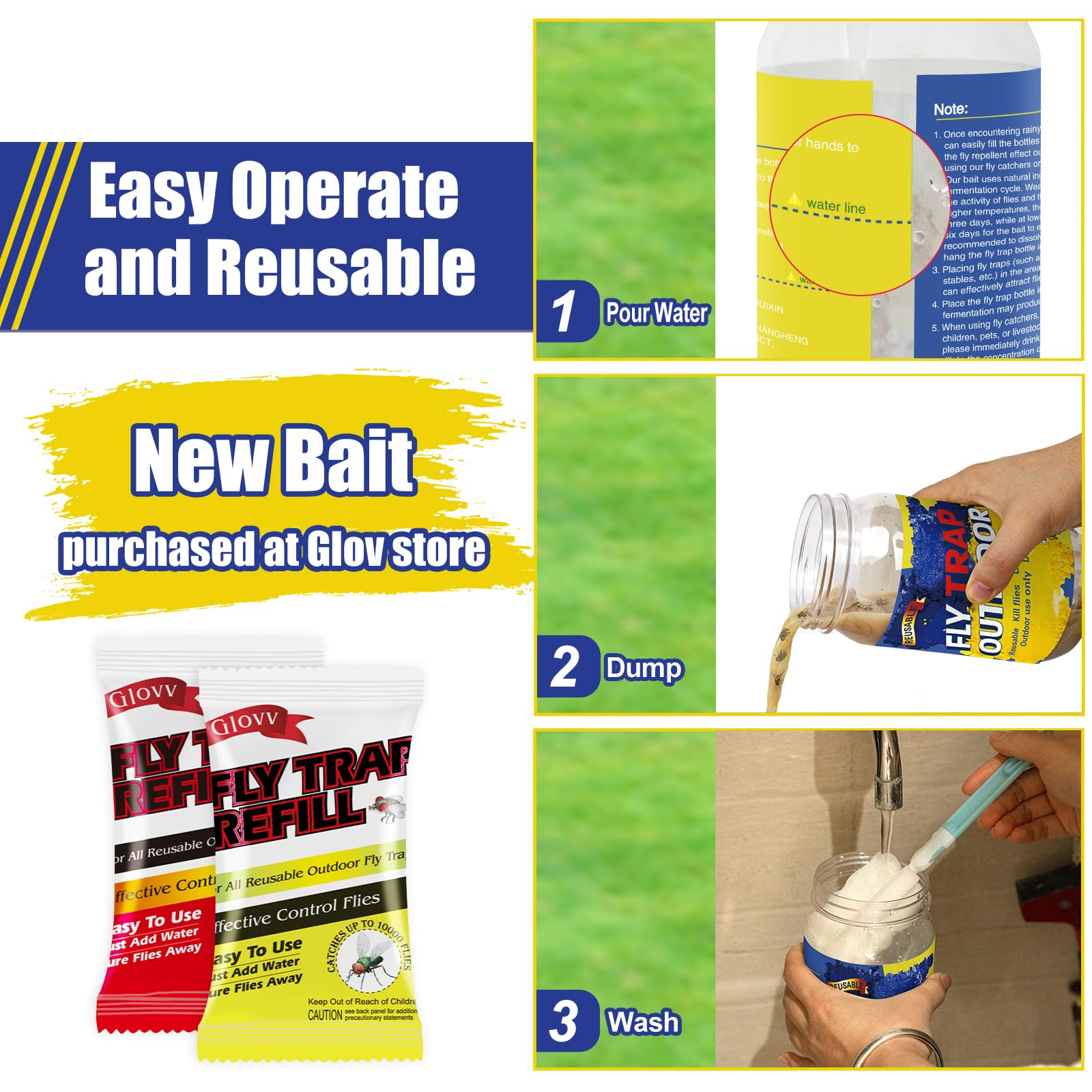 Glovv fly trap uses yellow color to attract flies visually.