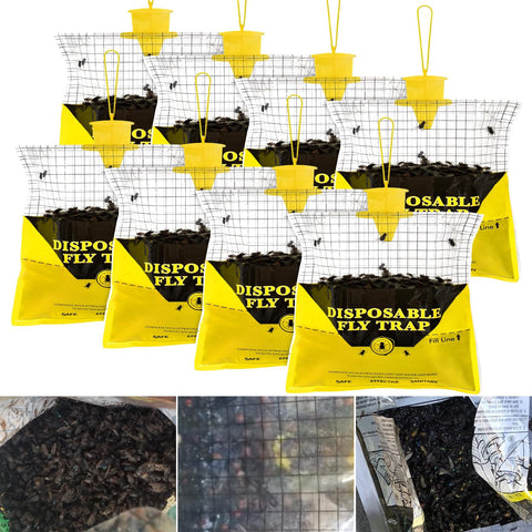 Glovv fly trap hanging bag attracts flies for barn pest control.