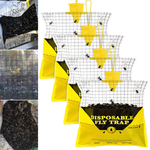 Glovv fly traps attract flies quickly outdoors with yellow bait.
