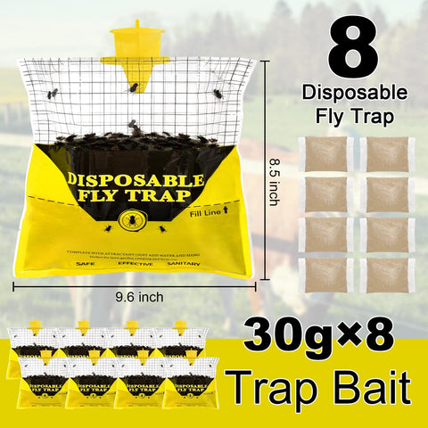 Glovv pre-baited fly bags attract flies quickly in outdoor stables.