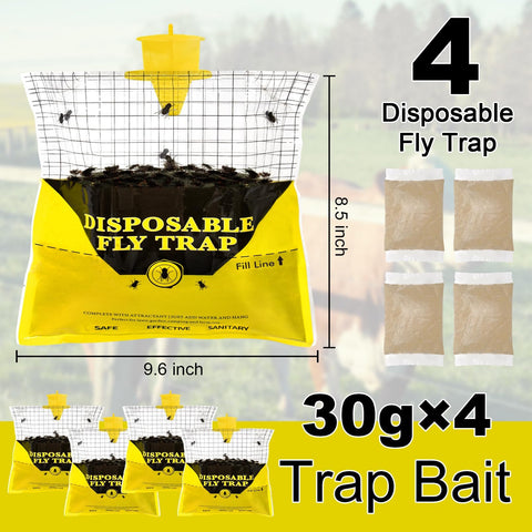 Glovv ranch fly trap bag opening demonstrates bait release for flies.