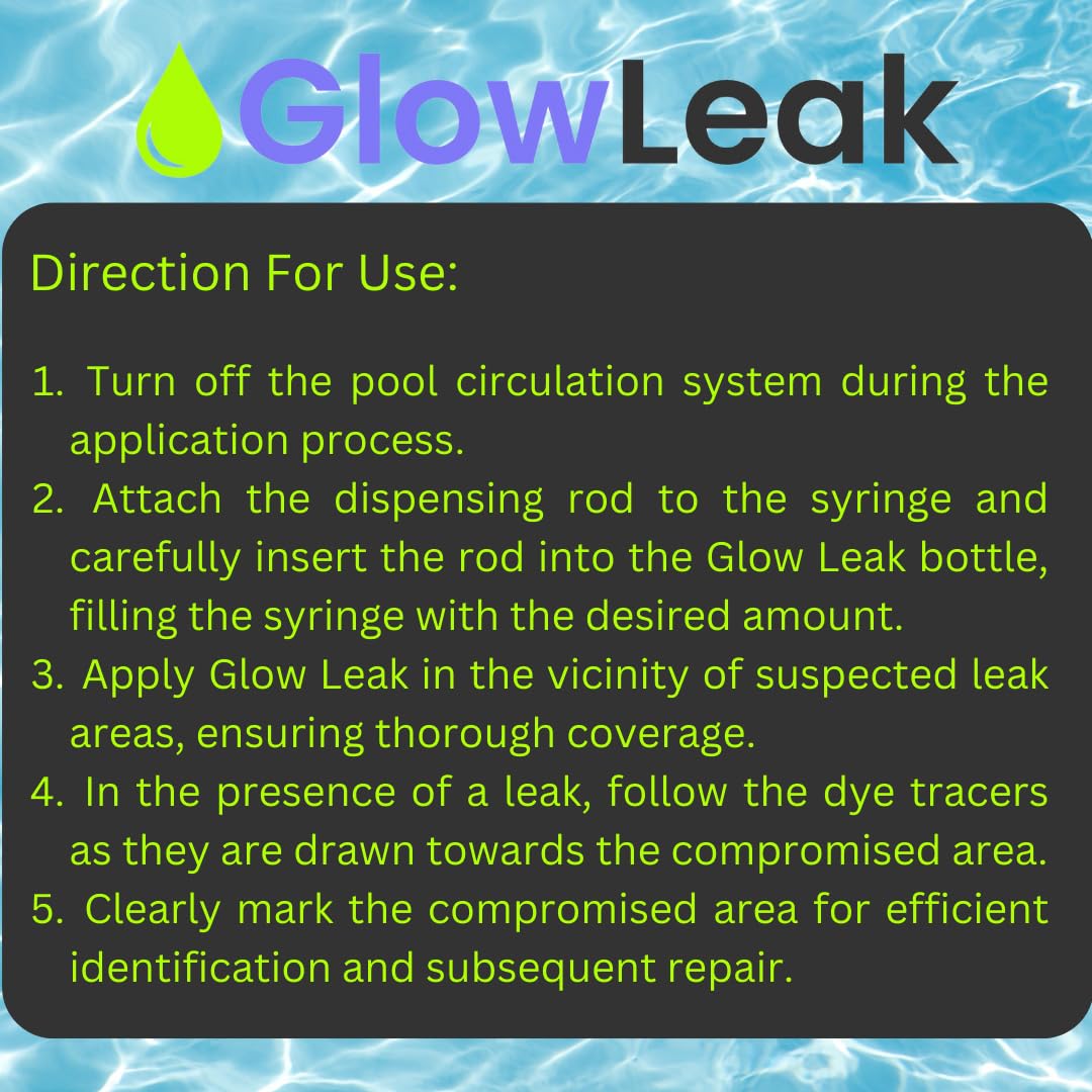 Neon green dye provides quick visual confirmation of leaks.