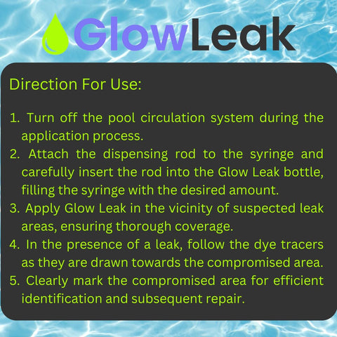 Neon green dye provides quick visual confirmation of leaks.