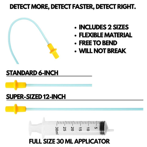 Glow Leak 12-inch dispensing applicator enabling long-reach dye placement.