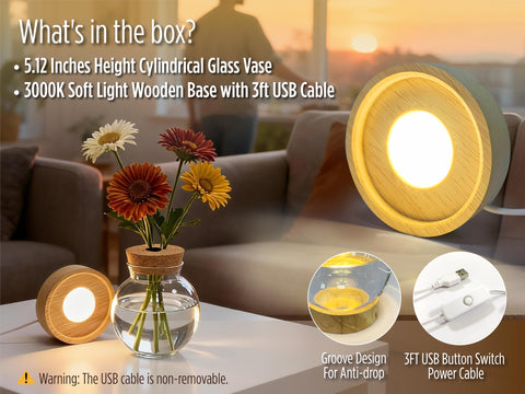 Glowfulidea anti-slip groove design keeps the glass vase securely in place.