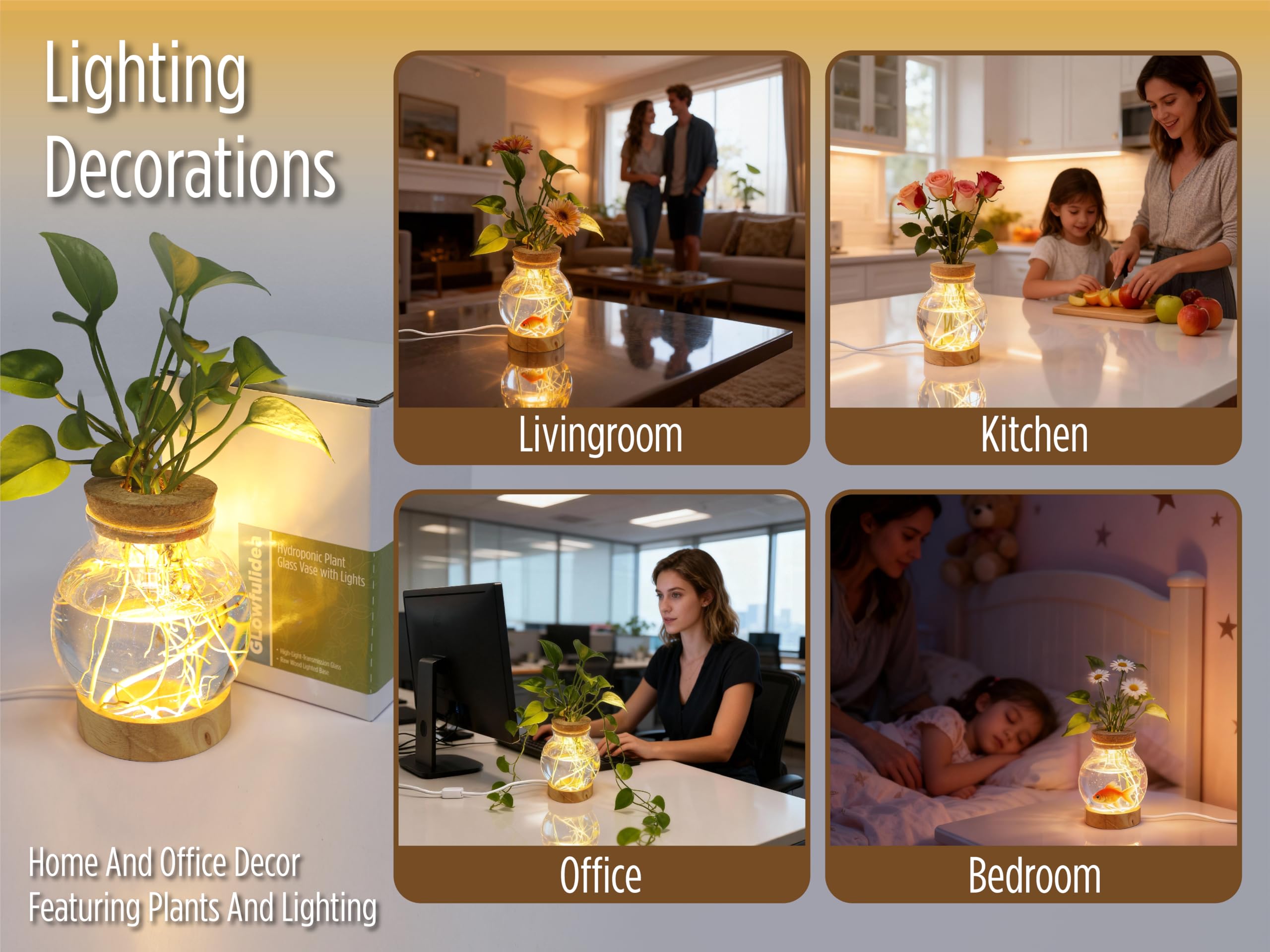 Glowfulidea ambient LED night light enhances any home or office decor.