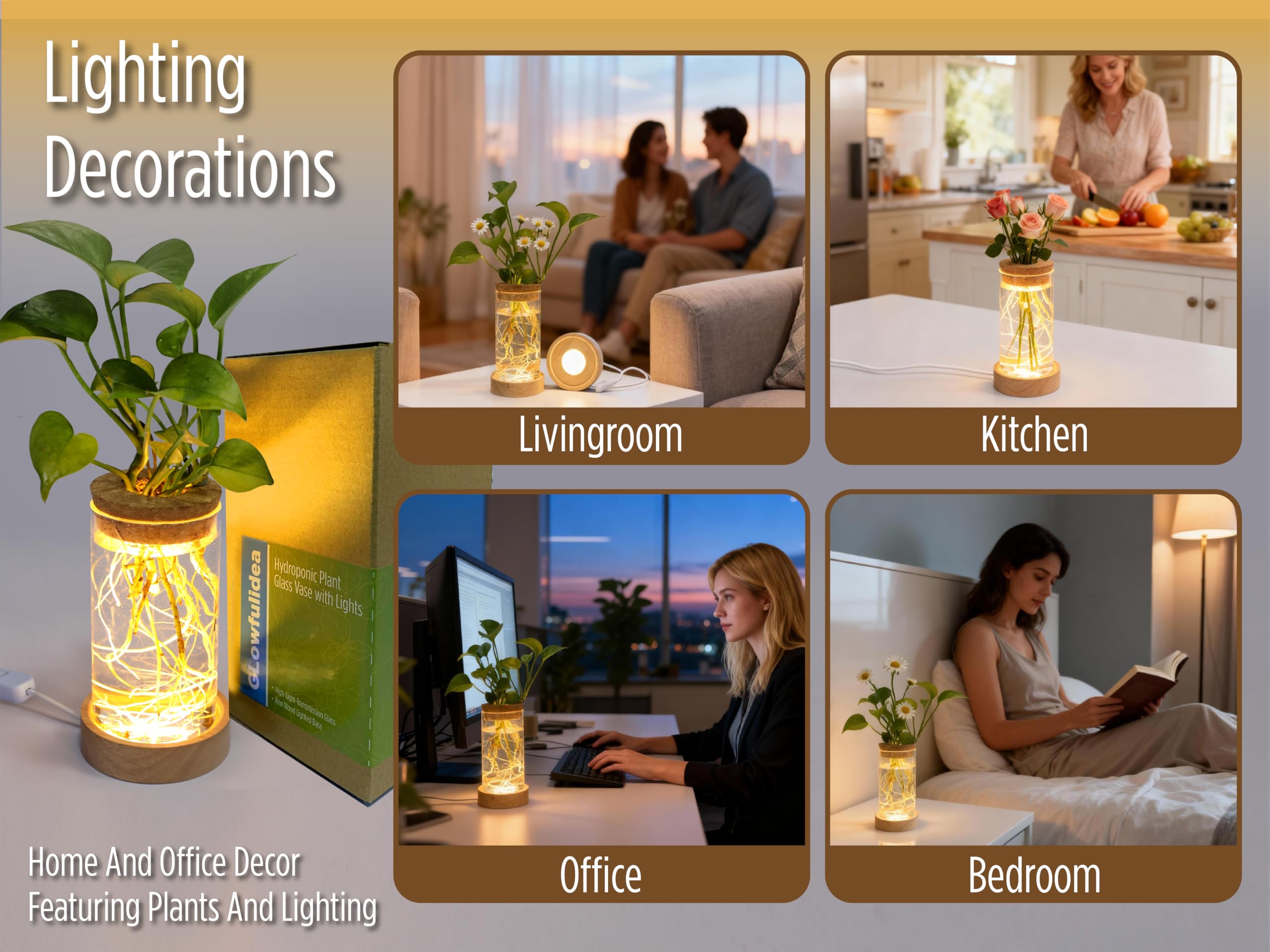 Glowfulidea night light terrarium glows softly at night