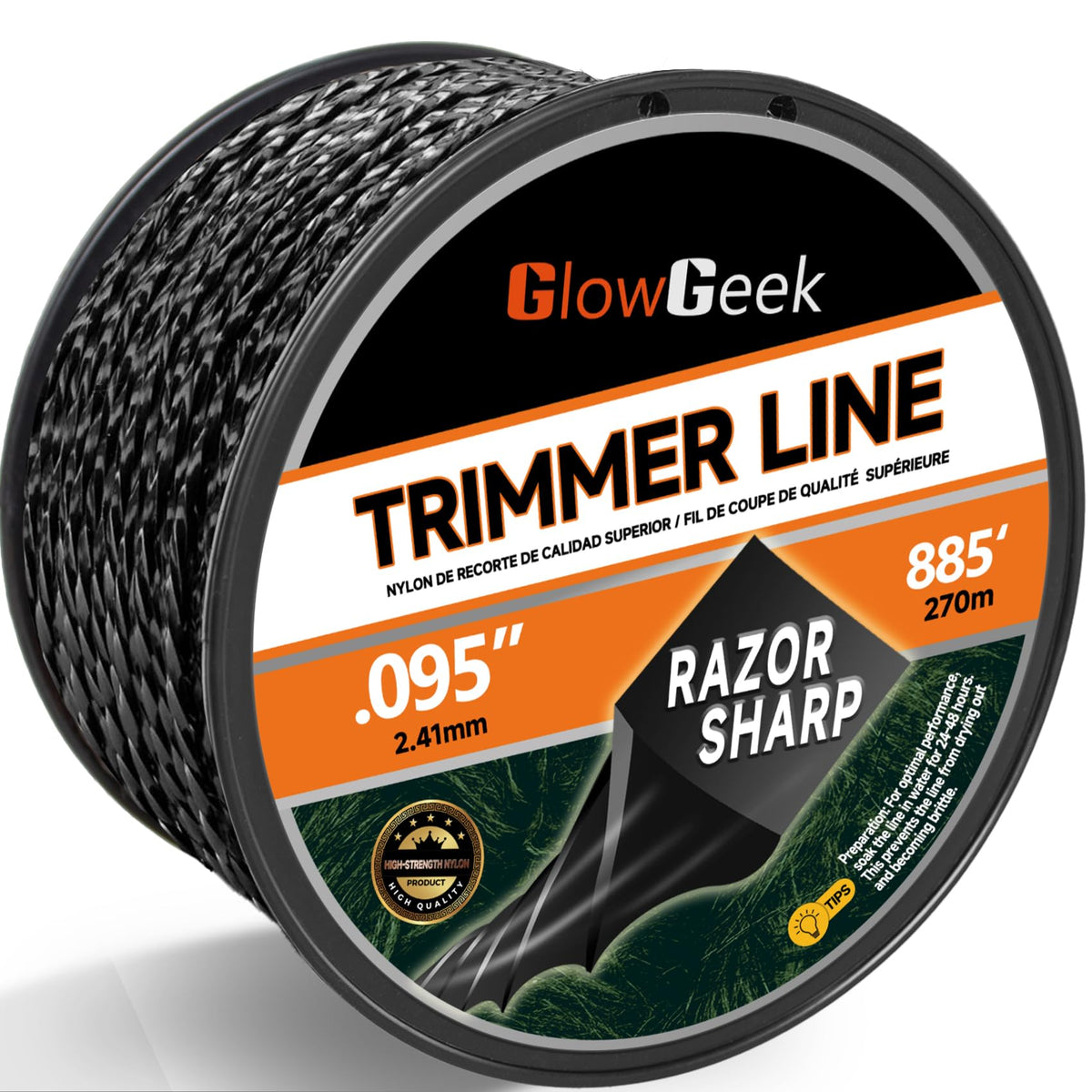 GlowGeek diamond trimmer line 0.095 inch for Echo compatibility for clean cuts