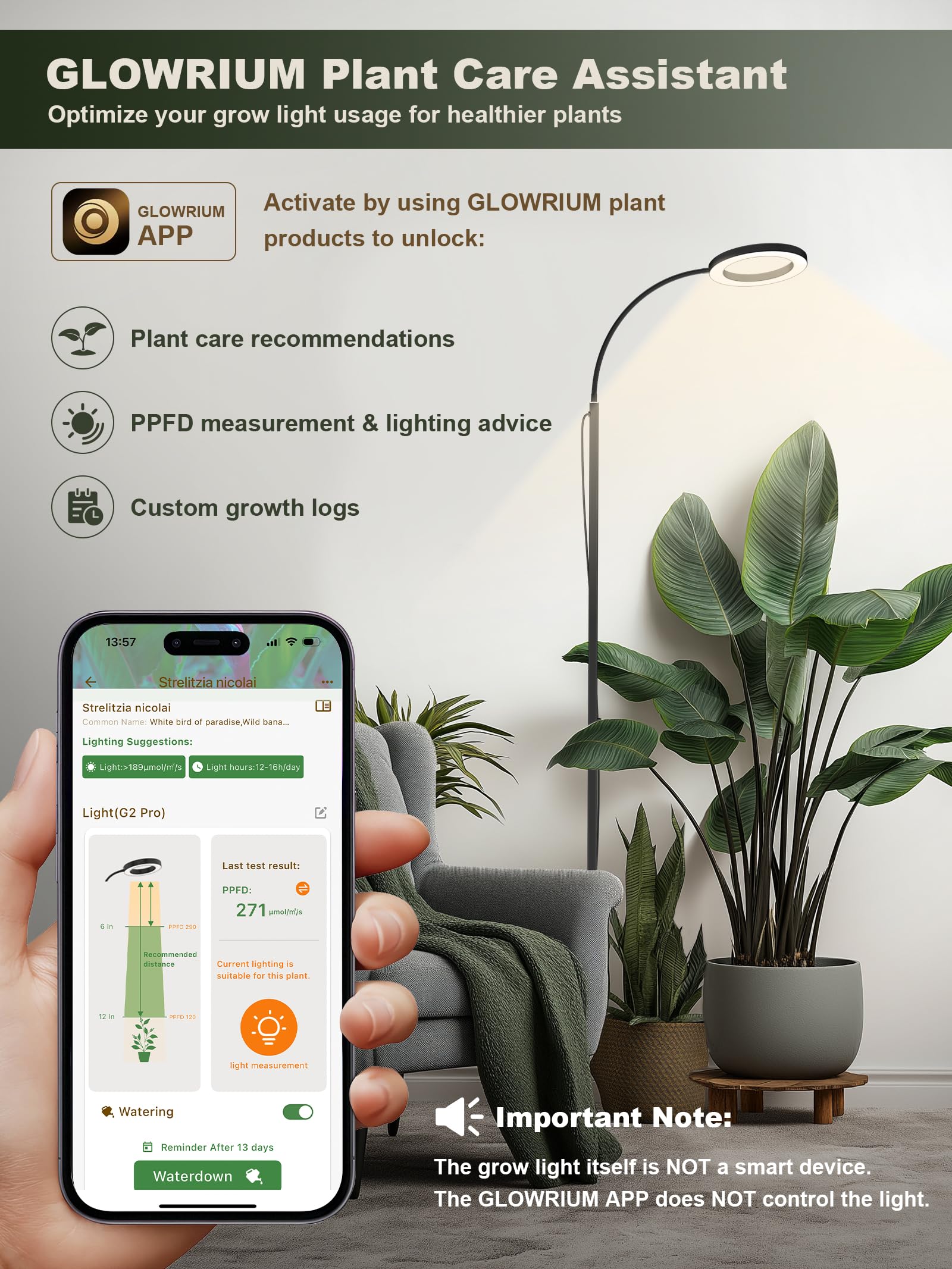 GLOWRIUM 24W grow light complete kit with controller and adapter for easy setup.