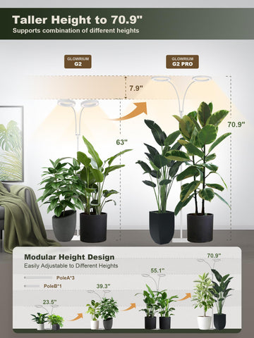 GLOWRIUM 360-degree gooseneck enables precise light placement for tall plants