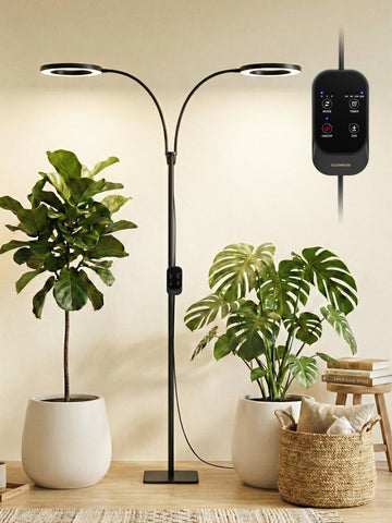 GLOWRIUM 48W dual-head grow light with full spectrum for all growth stages.