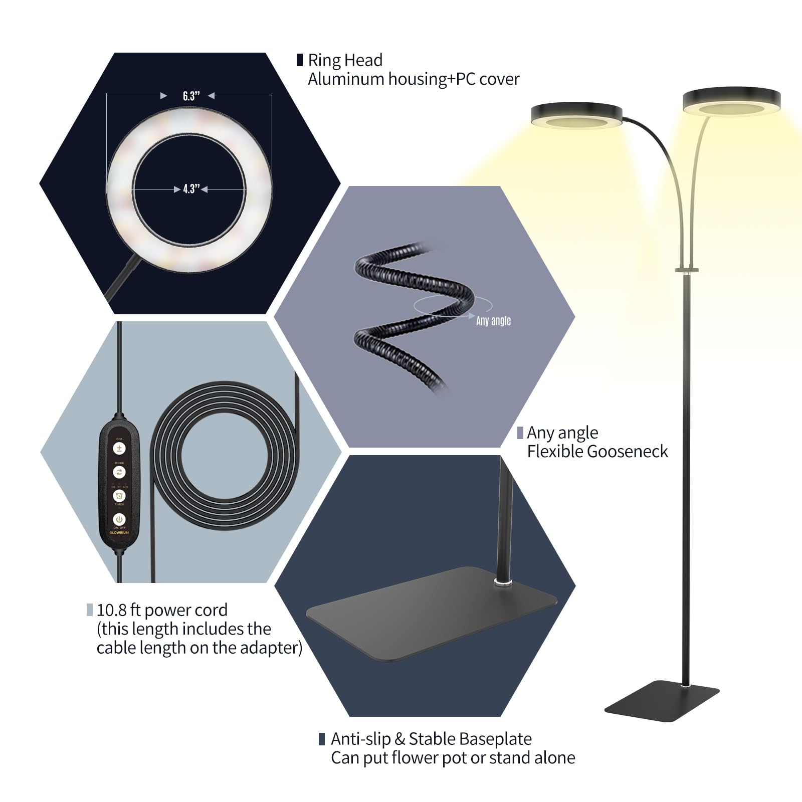 GLOWRIUM adjustable-height setup lets you tailor reach for tall plants.