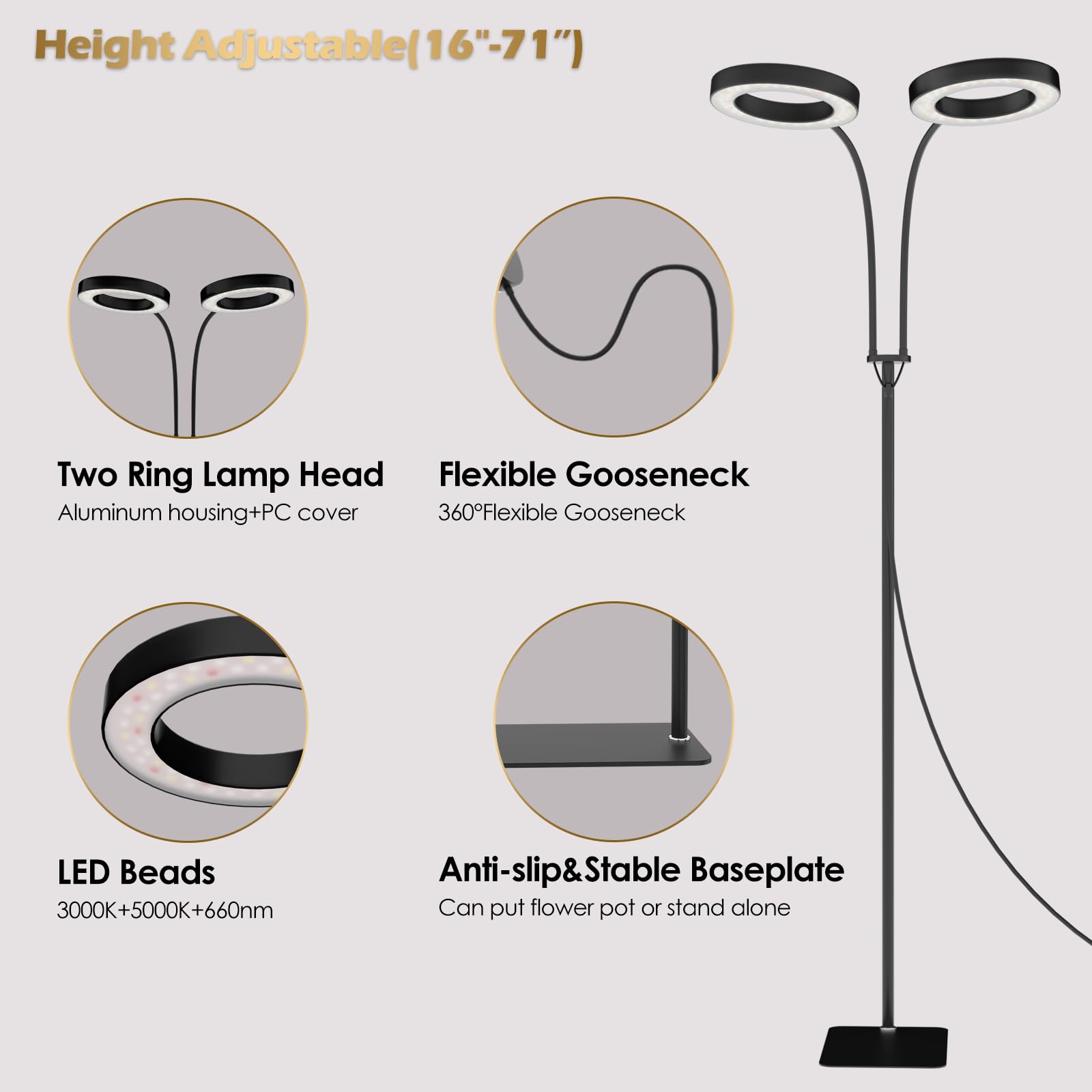 GLOWRIUM anti-slip base keeps the lamp steady during use