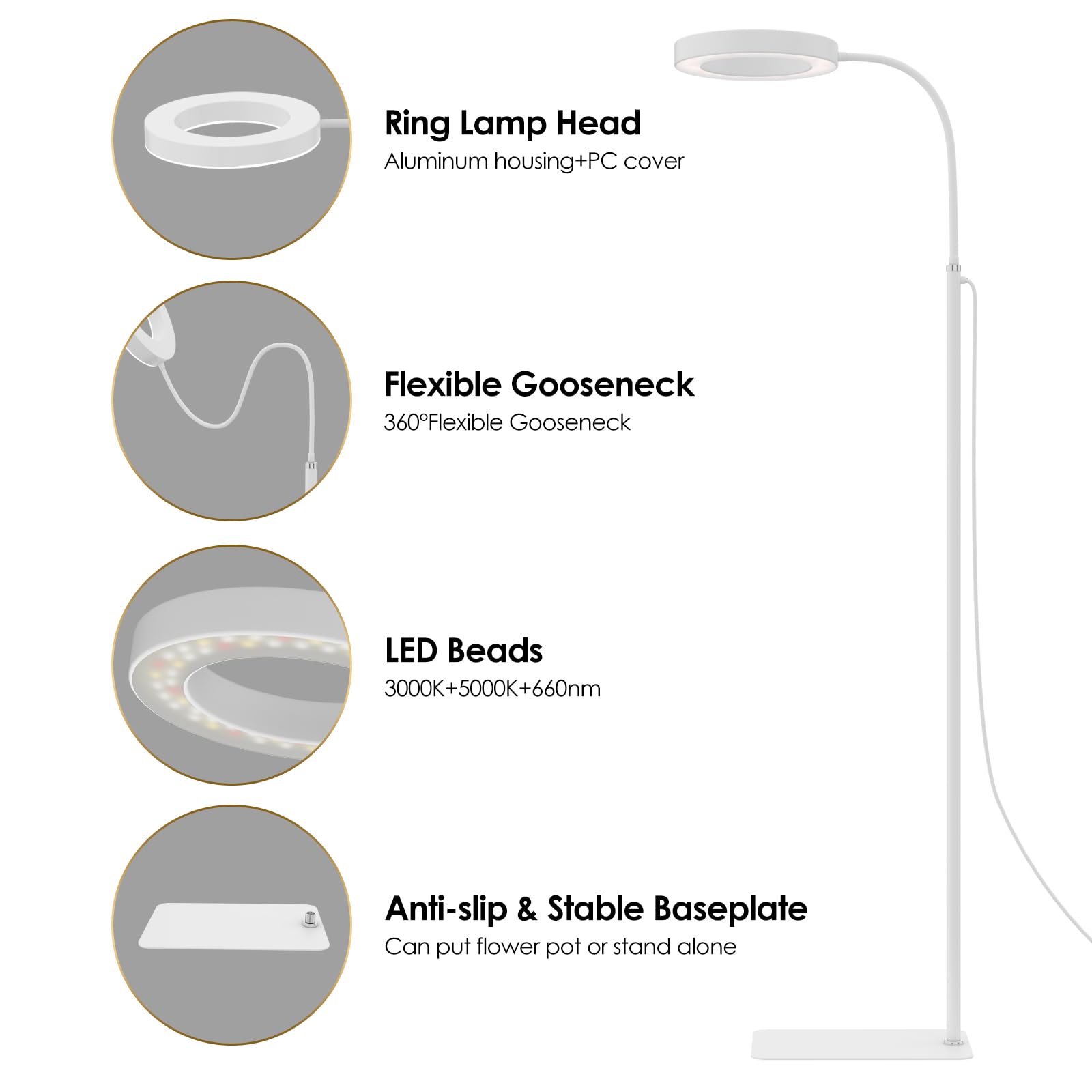Glowrium grow lamp 360-degree head directs light precisely where needed.