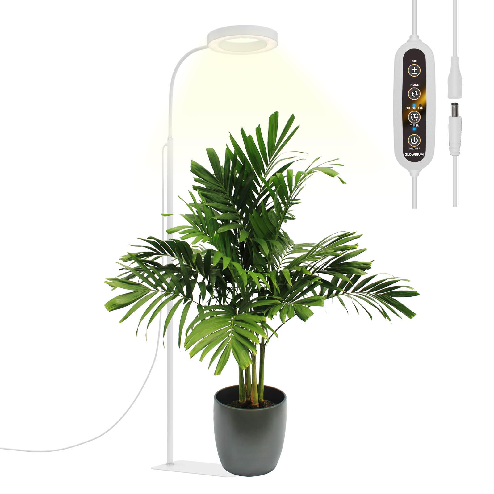Glowrium grow lamp base stand provides stability for tall indoor plants.