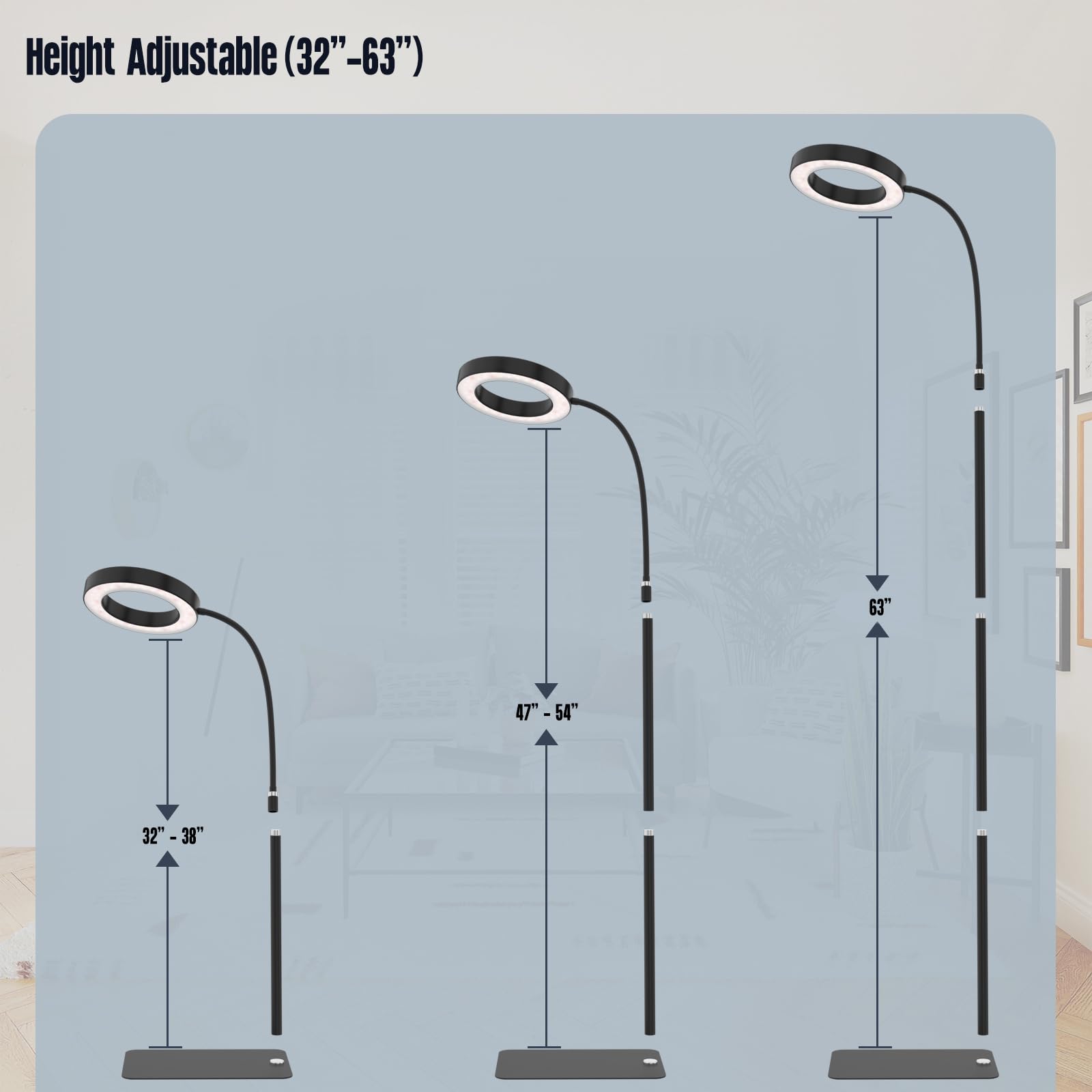 GLOWRIUM room setup shows this compact lamp fitting home spaces.