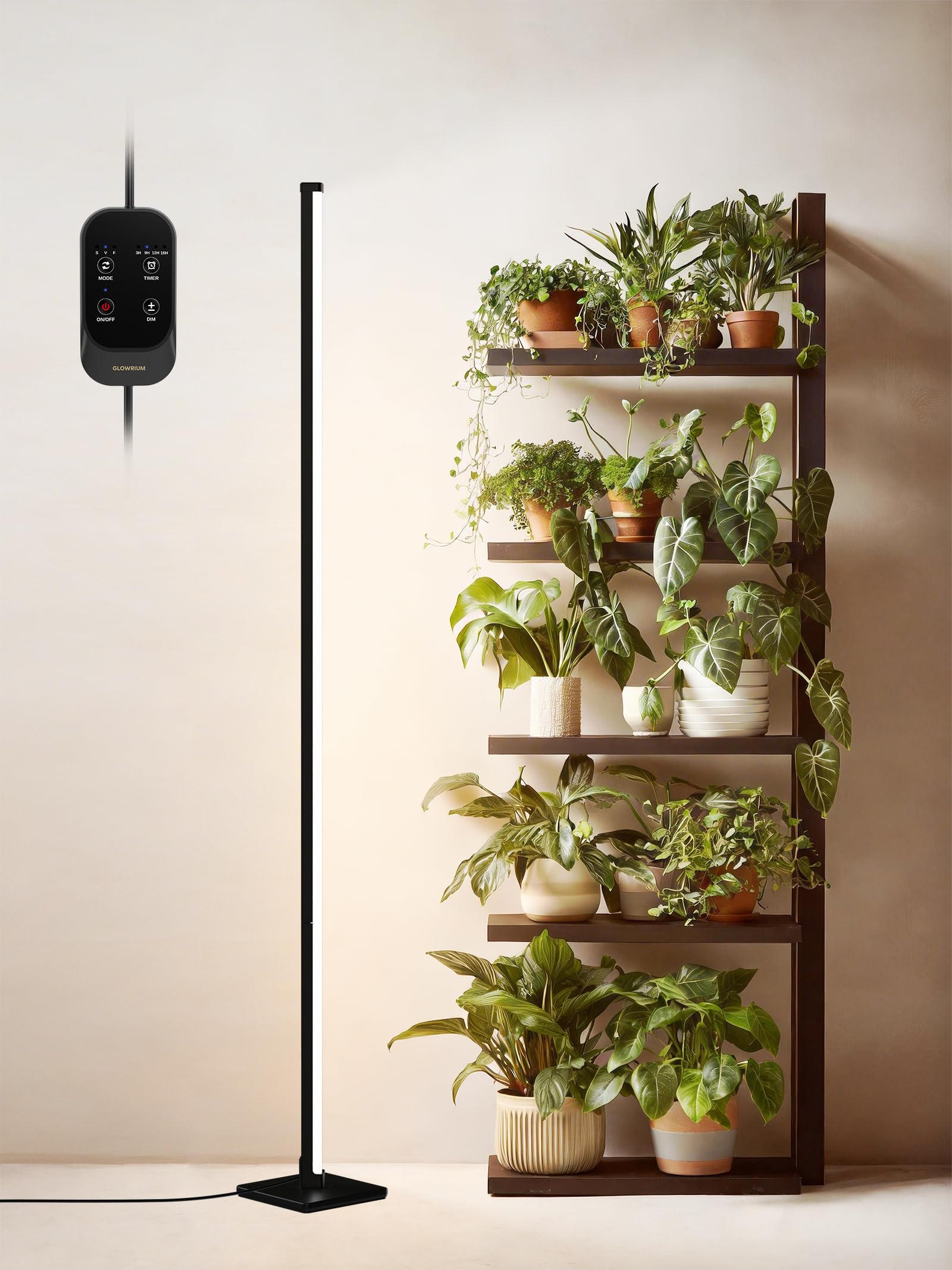 Glowrium grow light vertical assembly with 120-degree side illumination for even coverage.
