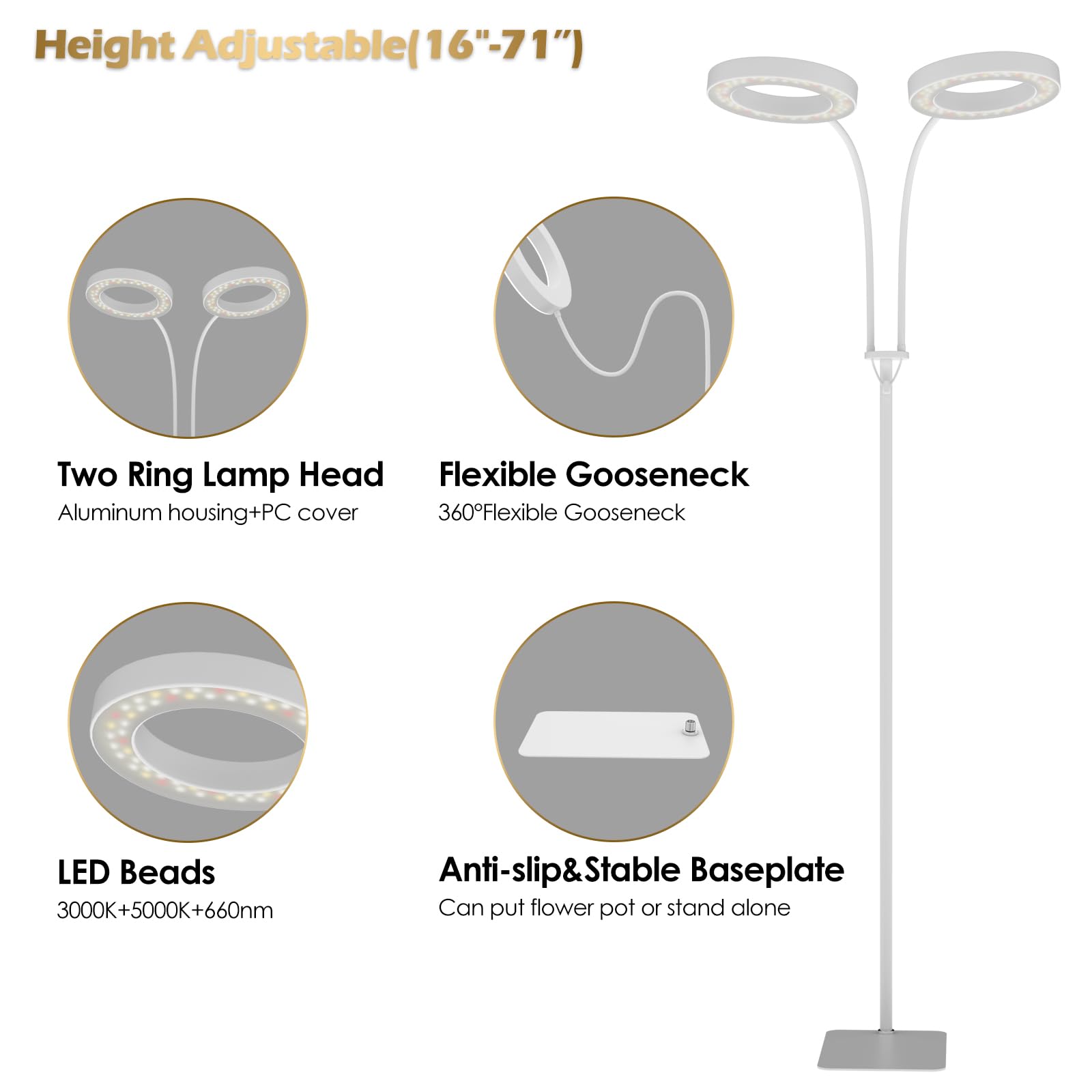 Glowrium Grow Lights six-level dimming for precise brightness control.