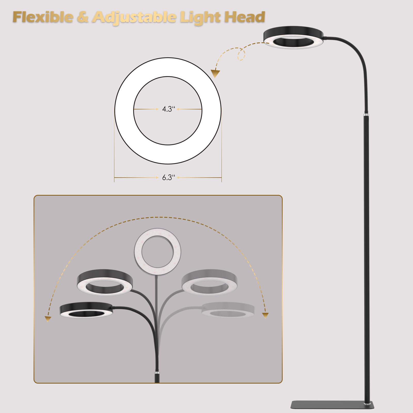 GlowRium grow light with 6-level dimming for customizable brightness