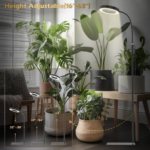 GlowRium grow lights height options from 32 to 63 inches for tall plants
