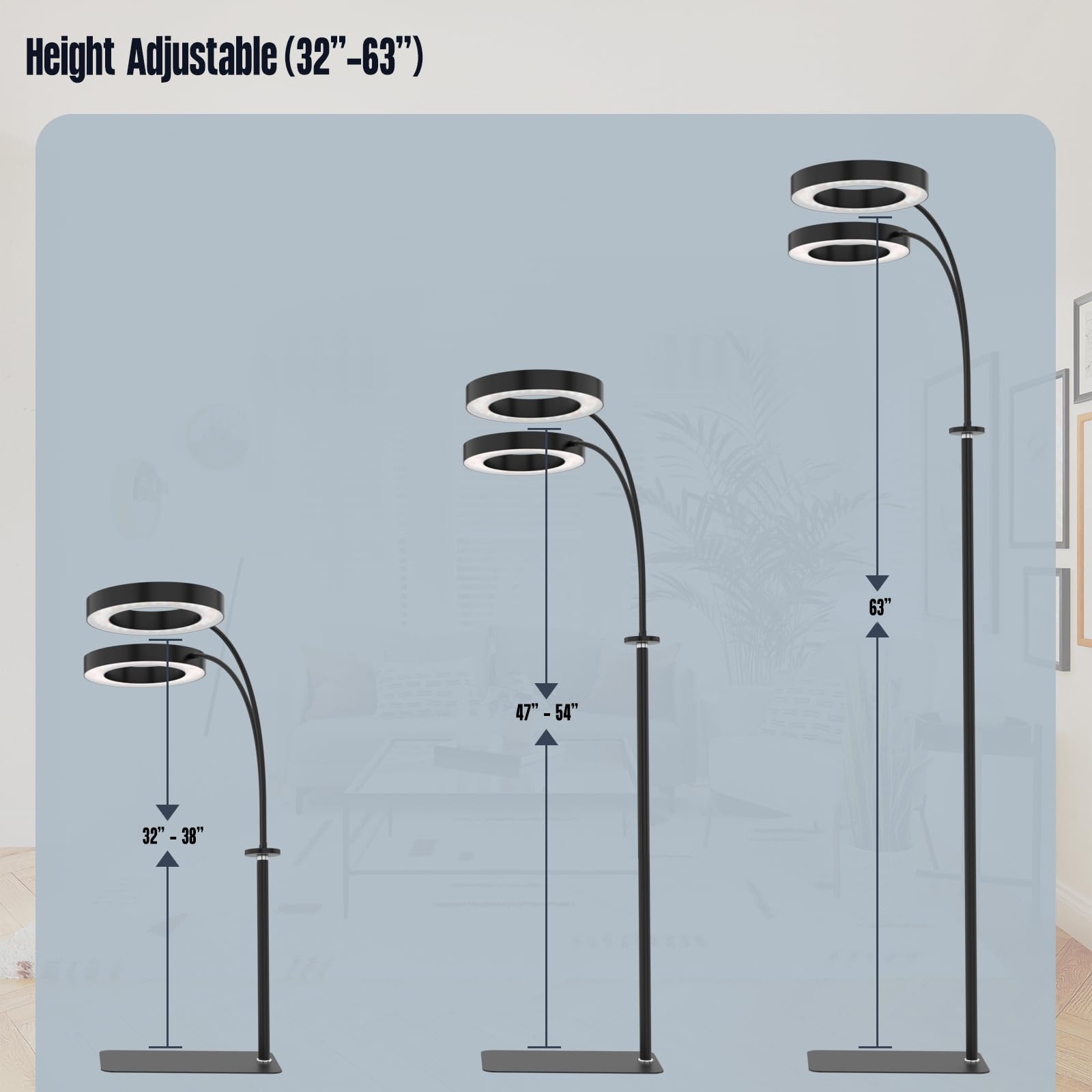 GLOWRIUM heavy base and long 13-foot cord keep setup stable and flexible.