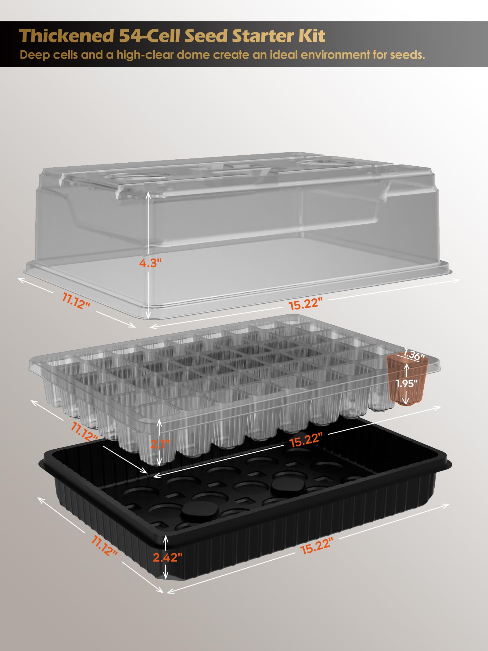 GLOWRIUM seed starter tray vents adjust airflow for healthy transpiration