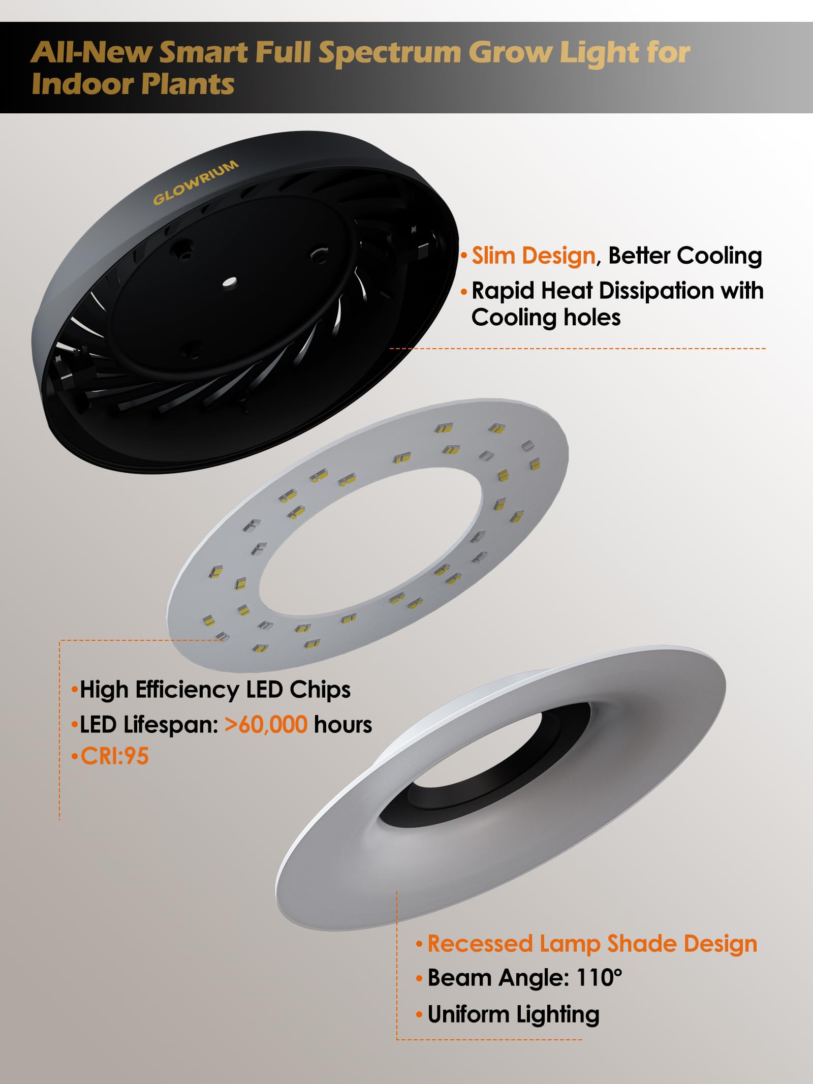 Glowrium stepless dimming control for precise light intensity