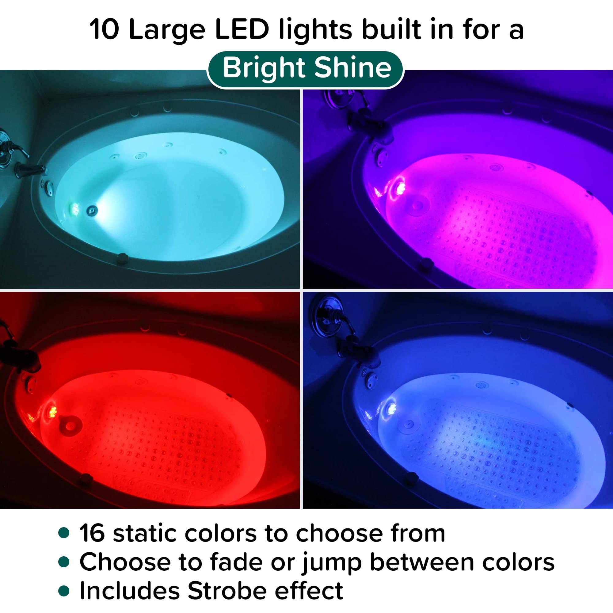 GlowTub Remote LED Color Bath with easy color-changing controls.