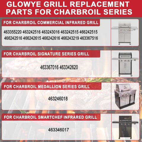GLOWYE emitter plates compatible with Charbroil TRU-Infrared grills for consistent cooking