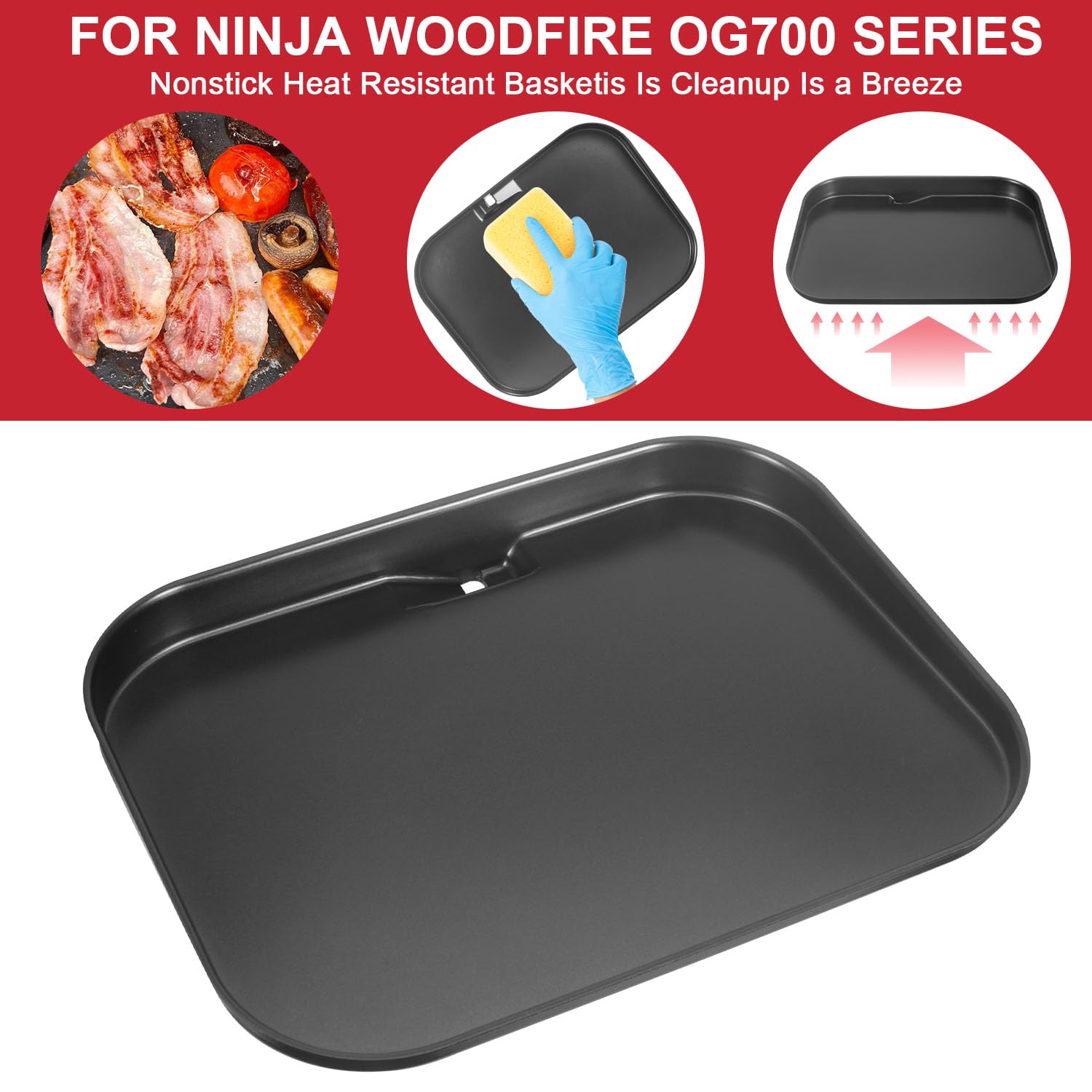Glowye Griddle Plate OG701 compatibility image highlights quick swap with Ninja Woodfire OG701