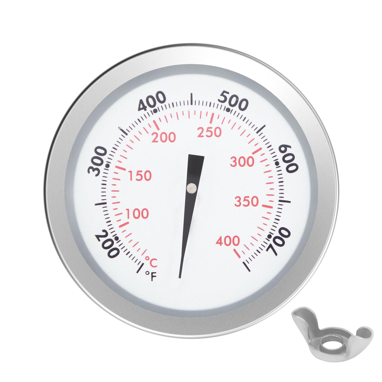 Glowye stainless steel thermometer body resists rust for outdoor cooking.
