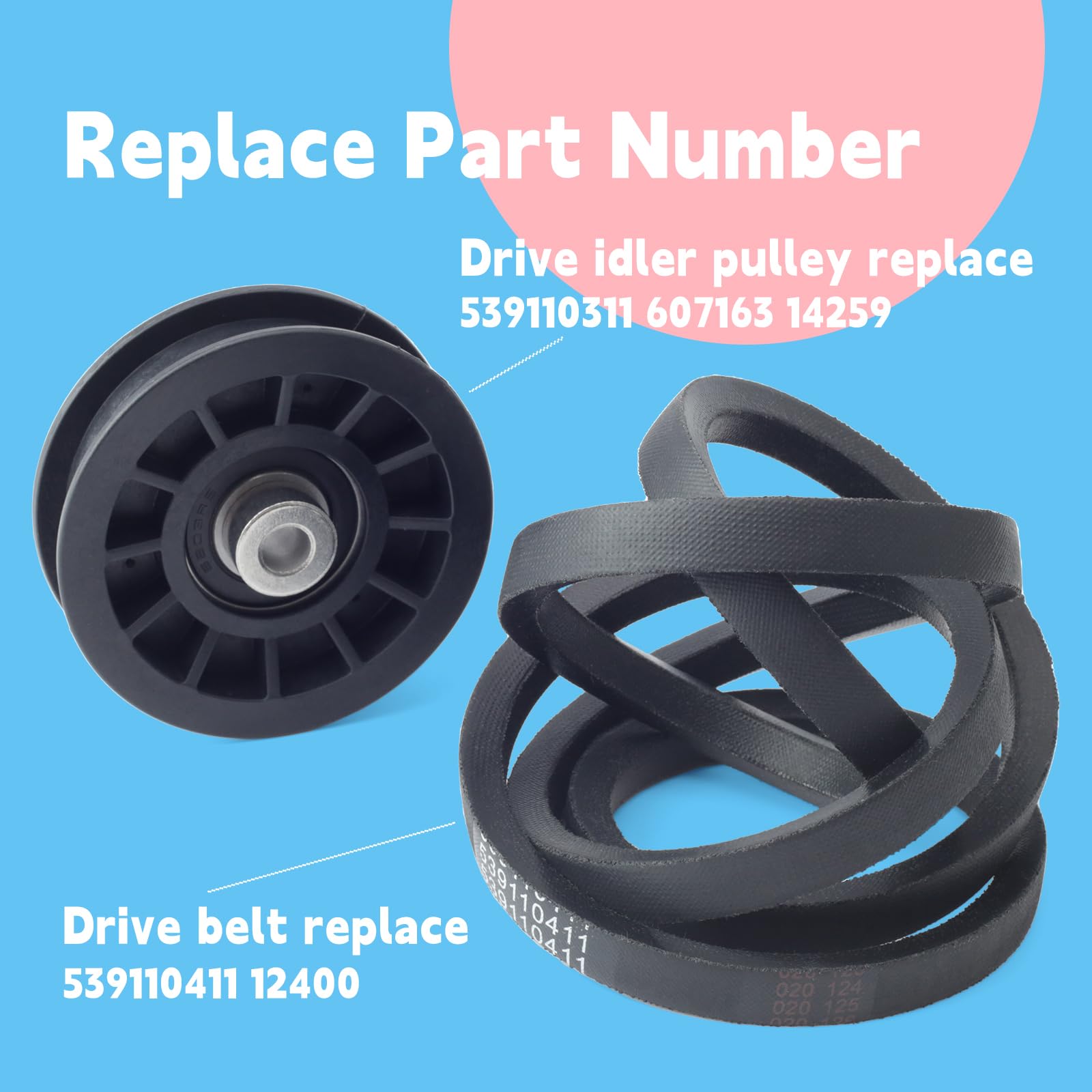 GLOXTED belt kit package ready for Husqvarna Z254F replacement.