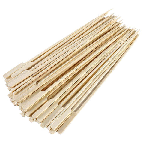 Gmark bamboo paddle skewers 8.5-inch package, sturdy natural bamboo for grilling kebabs.