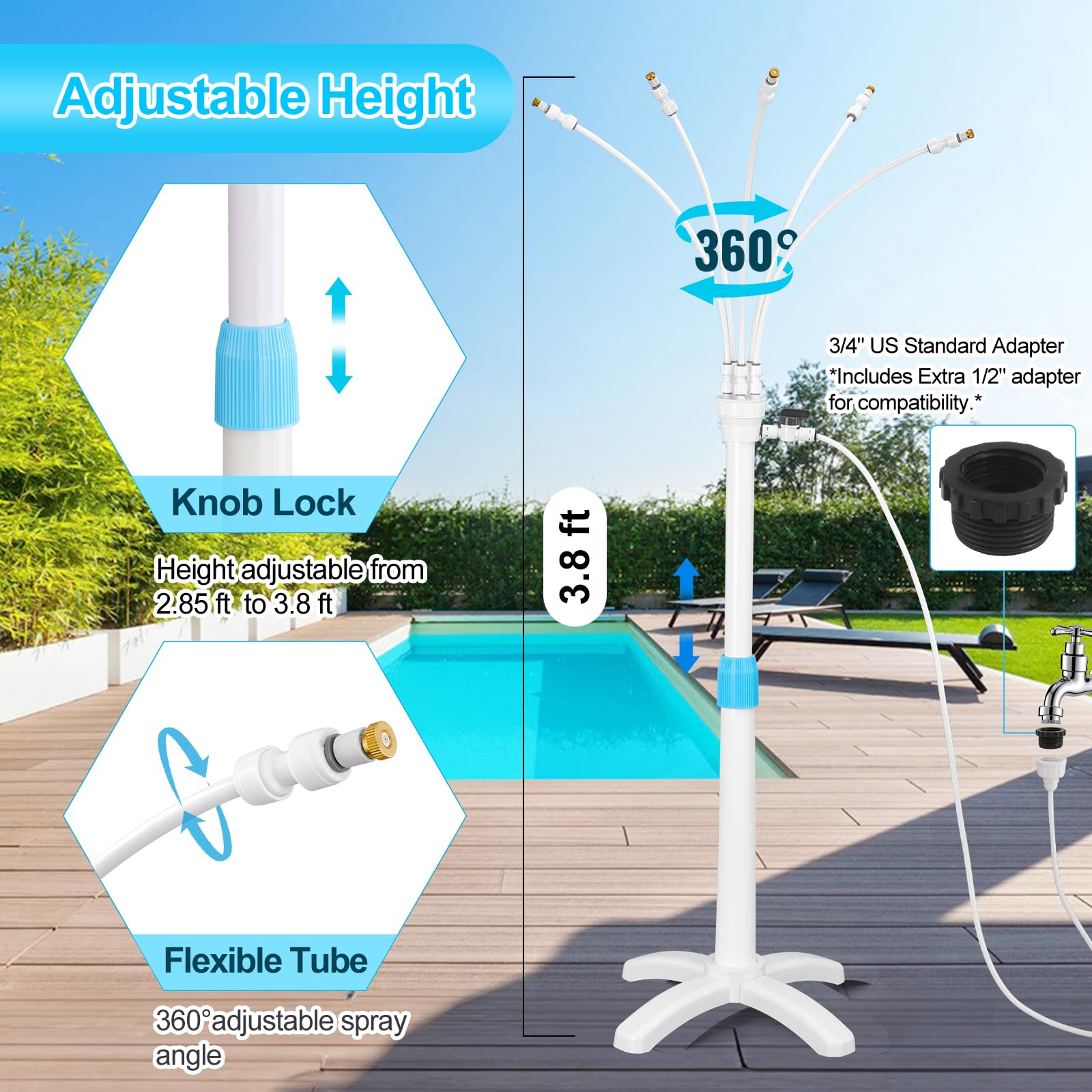 GMAULEE stand mister with bendable nozzles directing mist precisely