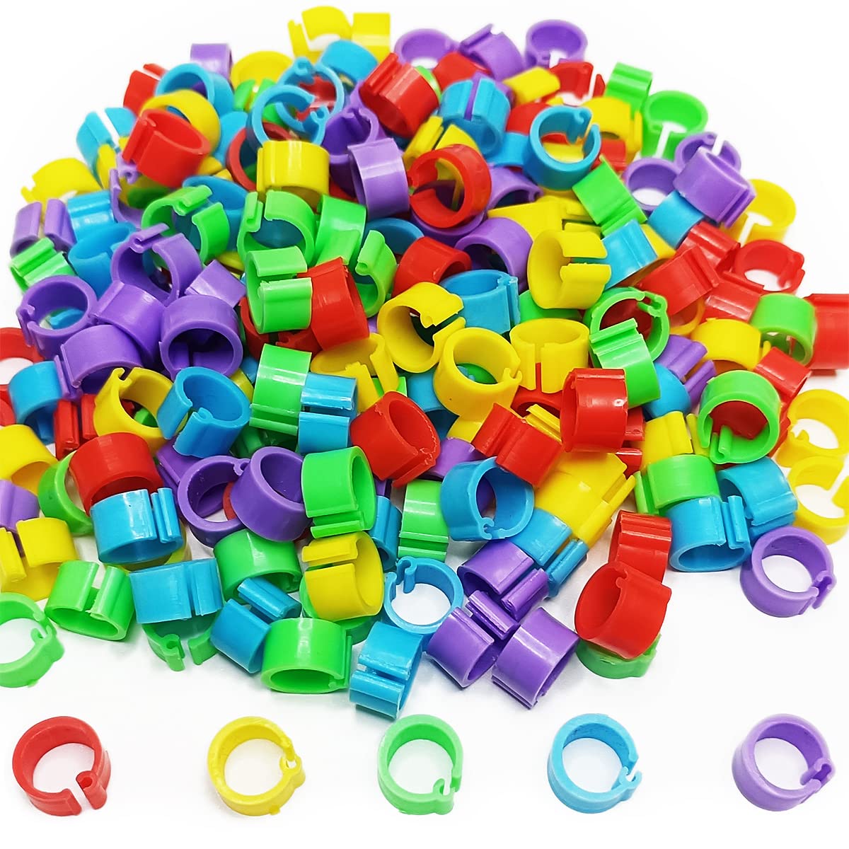 Gmeily 8mm quail leg bands in multicolor for batch identification.