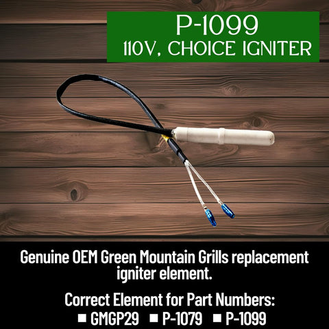 GMG Jim Bowie 110V igniter ensures consistent ignition during grilling.
