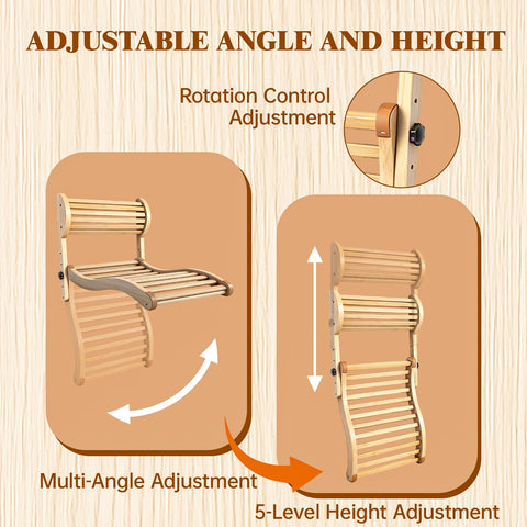 GMSXCC sauna backrest 5-level adjustment personalizes height and angle.