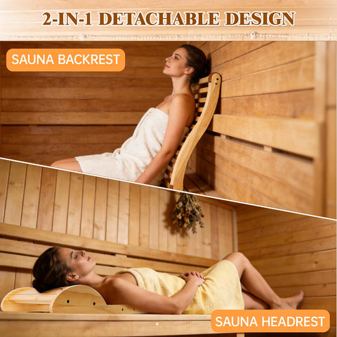 GMSXCC sauna backrest bamboo surface offers cool, breathable comfort during sessions.