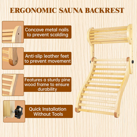 GMSXCC sauna backrest non-slip base keeps it stable.