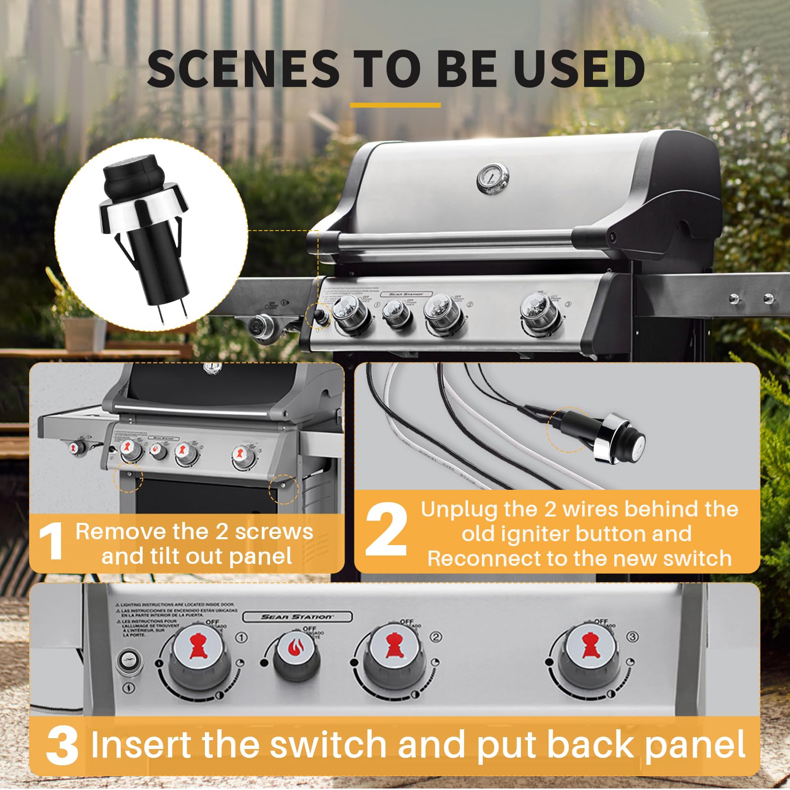 Gnellkoor Weber Spirit II front panel switch for easy replacement