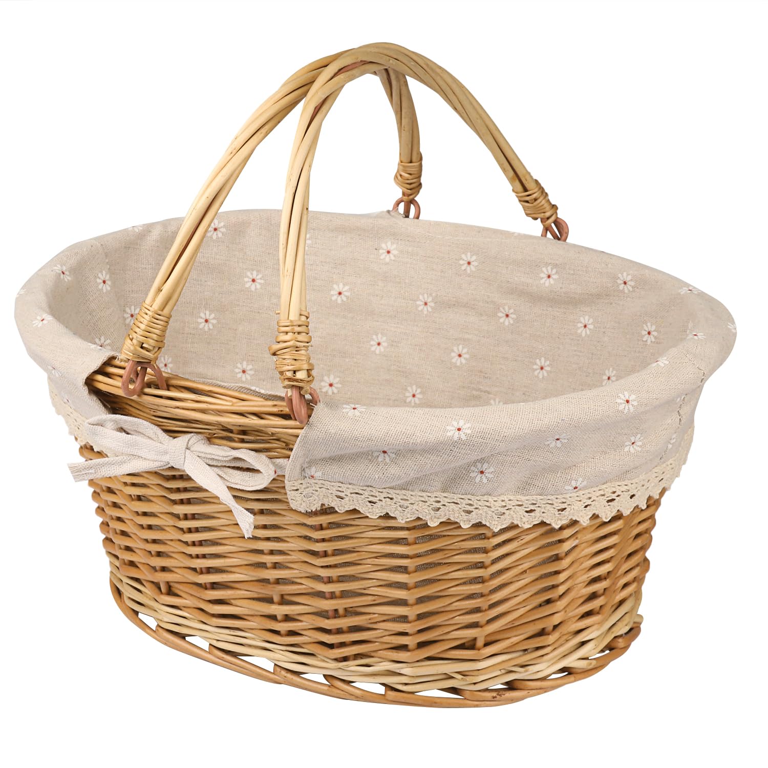 GNIEMCKIN large wicker basket with handle, ideal for picnics and gifts.