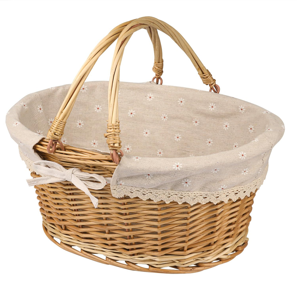 GNIEMCKIN large wicker basket with handle, ideal for picnics and gifts.