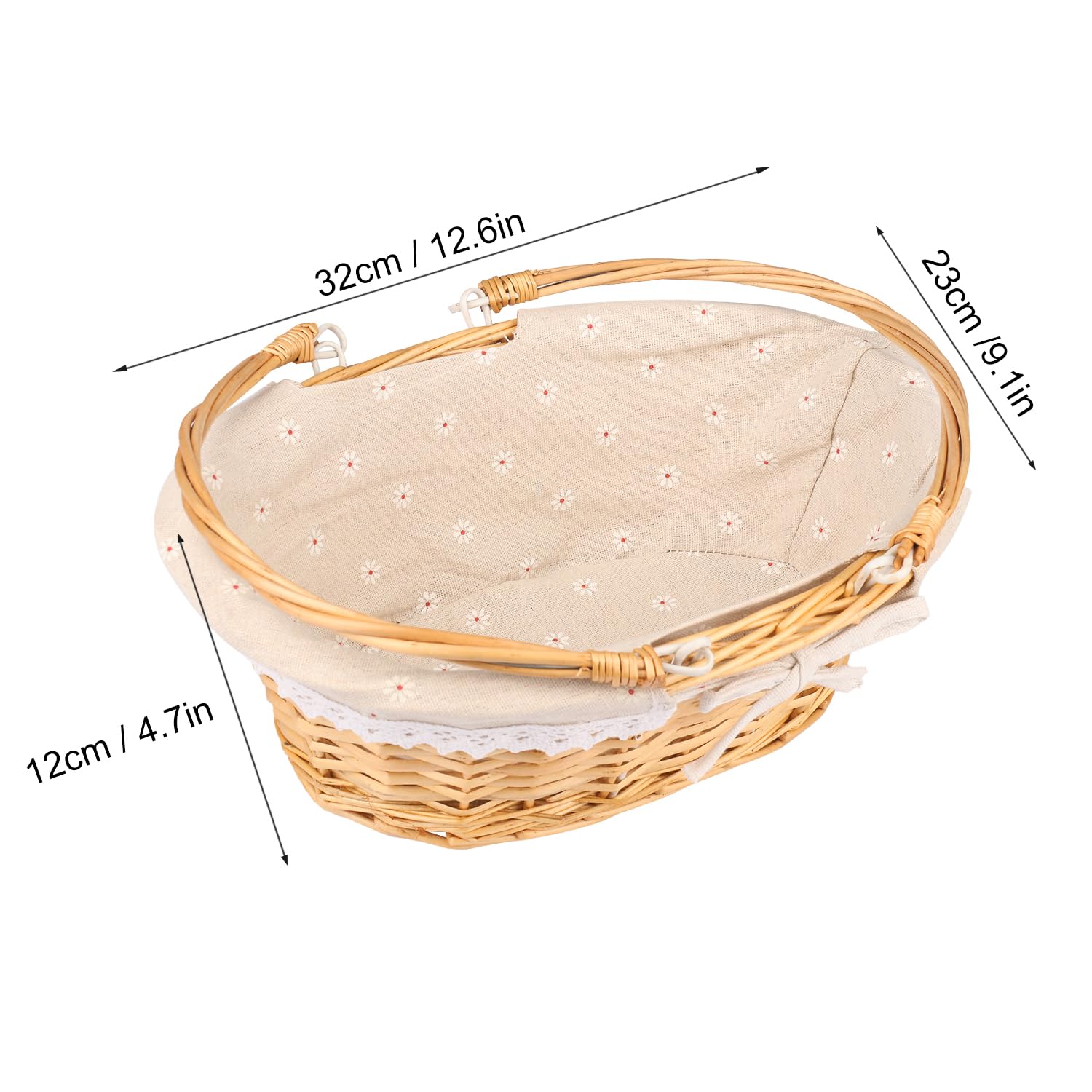 GNIEMCKIN oval willow basket with liner inside for neat organization.