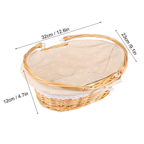 GNIEMCKIN oval willow basket with liner inside for neat organization.