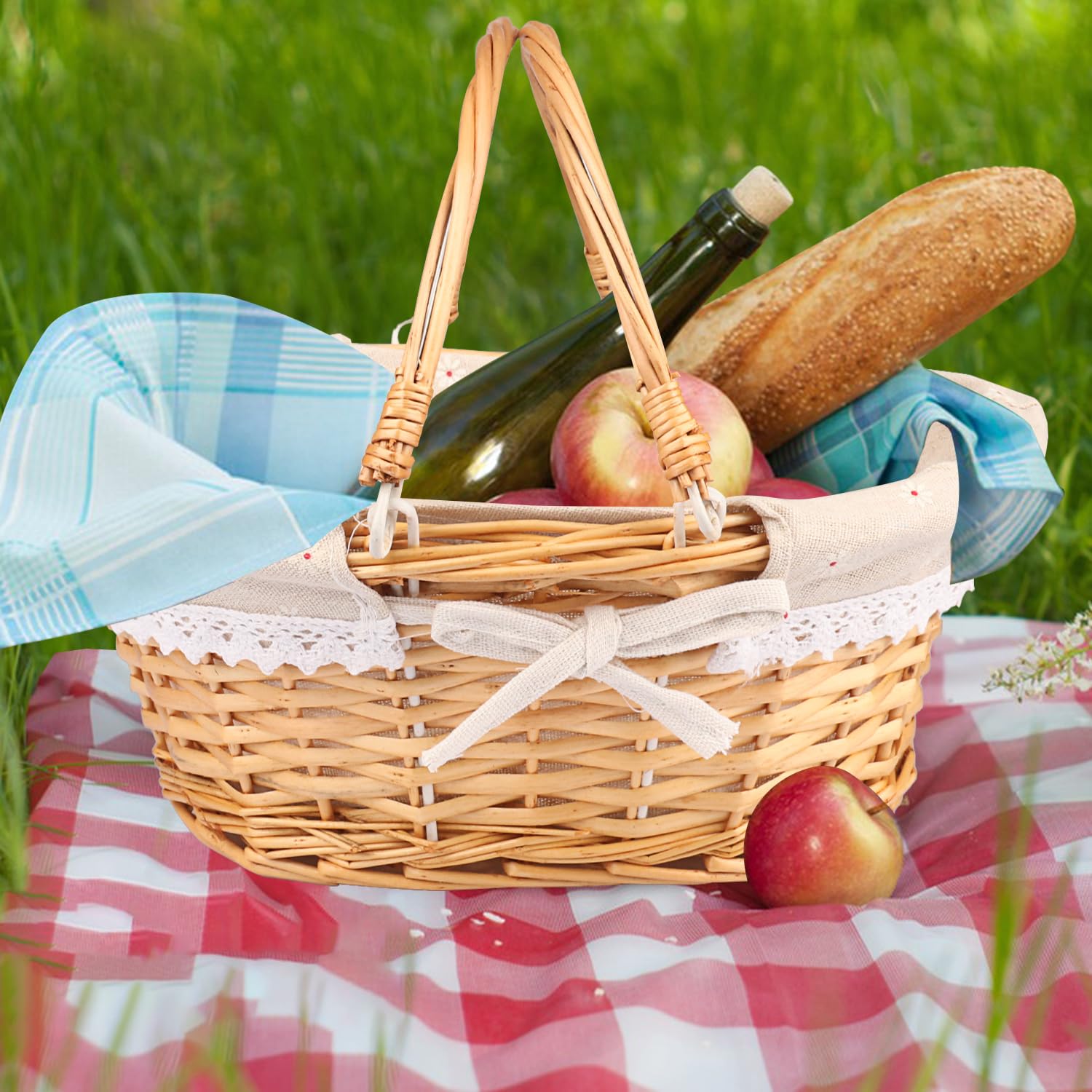 GNIEMCKIN wicker gift basket ready for gifting and décor.